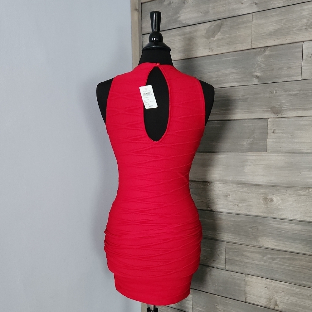 Windsor Red Ribbed Halter Bodycon Mini Dress - Picture 5 of 8